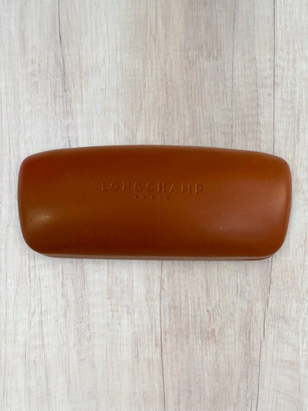Longchamp Paris Brown Hard Shell Eyeglasses Sunglasses Case Logo Embossed